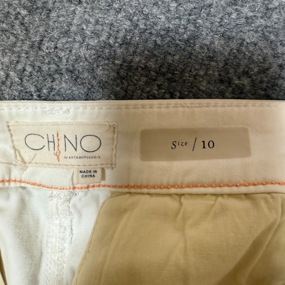 Anthropologie Pants Womens‎ 10 White Chinos Wide Leg Cropped Pockets Flaw - Picture 7 of 8